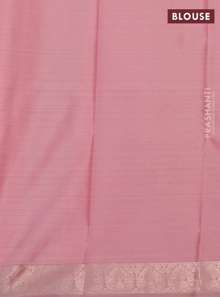 Bangalori semi silk saree peach pink with allover ikat weaves and zari woven border