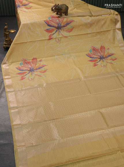 Bangalori semi silk saree sandal with allover ikat weaves and zari woven border