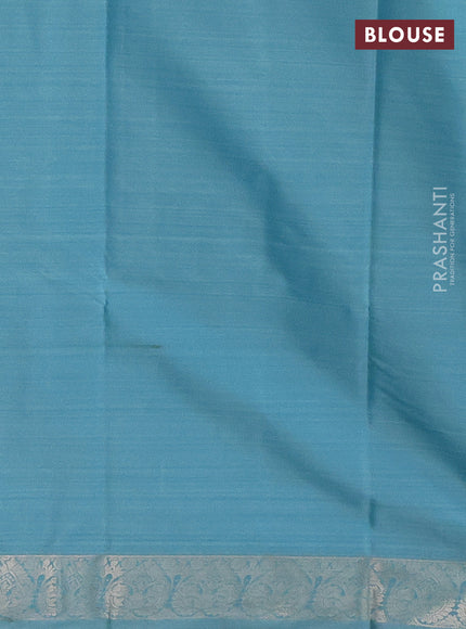 Bangalori semi silk saree light blue with allover ikat weaves and zari woven border