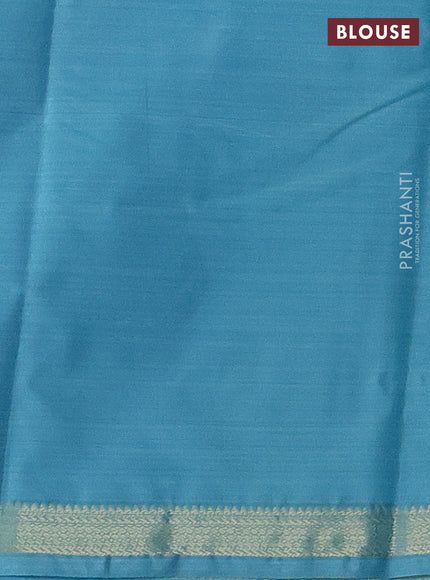 Bangalori semi silk saree light blue with allover ikat weaves and zari woven border