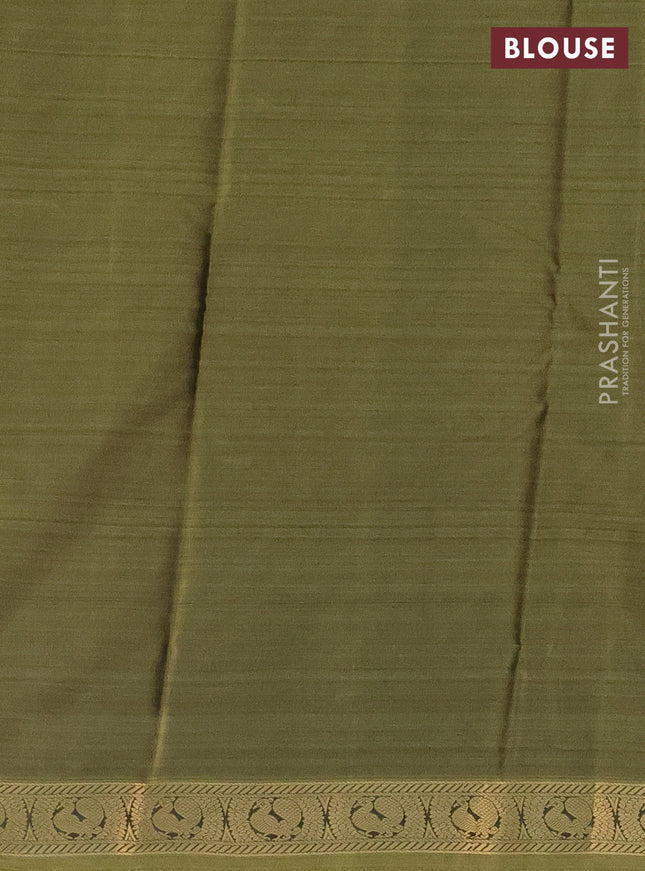 Bangalori semi silk saree grey and mehendi green with allover ikat weaves and zari woven border