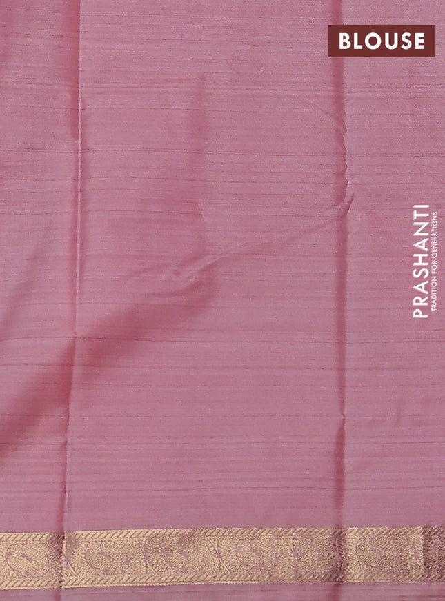 Bangalori semi silk saree pastel peach with allover ikat weaves and zari woven border