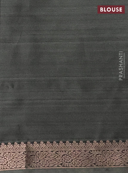 Bangalori semi silk saree grey with floral design ikat weaves and zari woven border