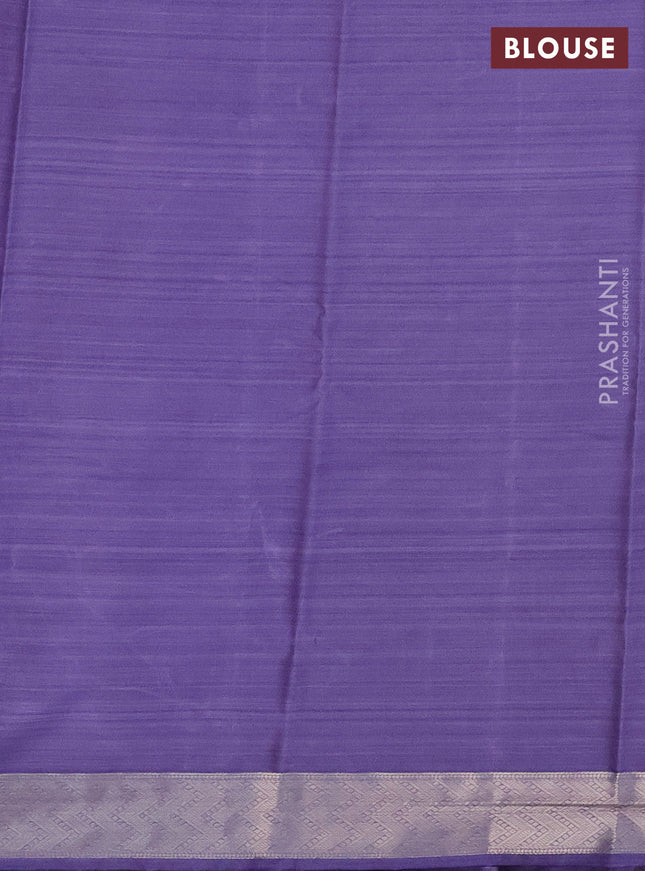 Bangalori semi silk saree pastel lavender with elephant butta ikat weaves and zari woven border