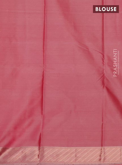 Bangalori semi silk saree pink with floral design ikat weaves and zari woven border