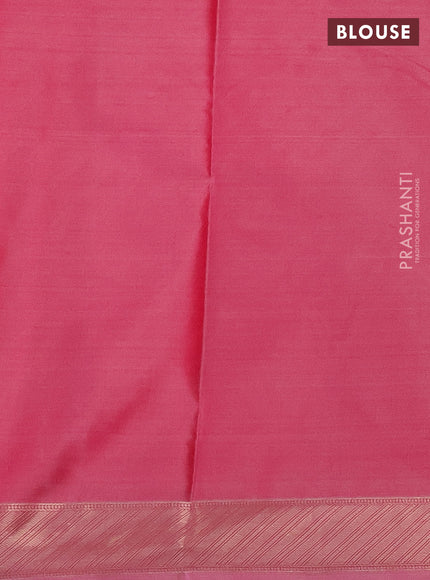 Bangalori semi silk saree peach pink with floral design ikat weaves and zari woven border