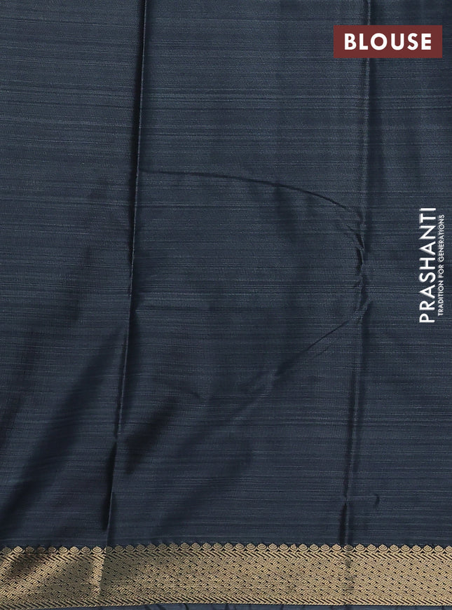 Bangalori semi silk saree grey with floral design ikat weaves and zari woven border