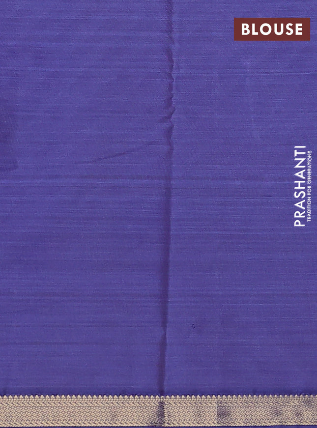 Bangalori semi silk saree blue with floral design ikat weaves and zari woven border