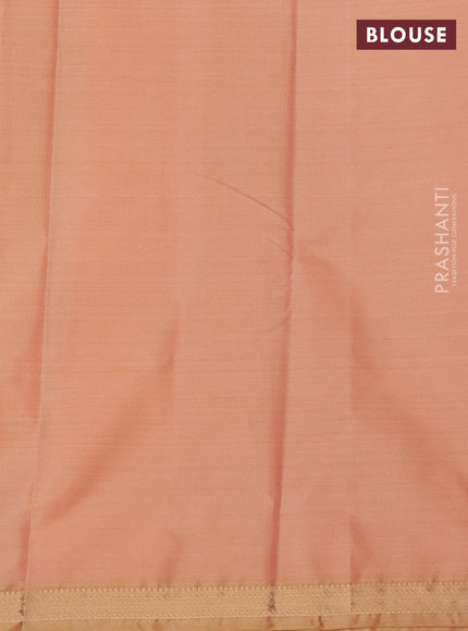 Bangalori semi silk saree pale orange with floral design ikat weaves and zari woven border