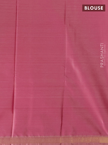 Bangalori semi silk saree peach pink with floral design ikat weaves and zari woven border