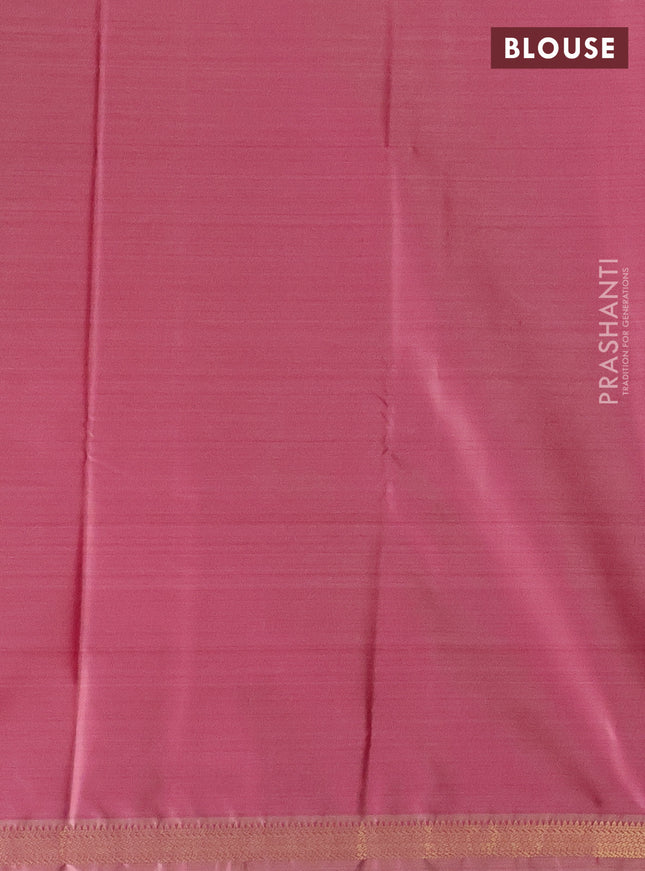 Bangalori semi silk saree peach pink with floral design ikat weaves and zari woven border