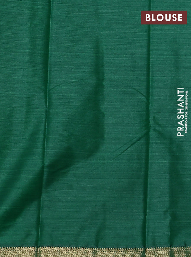 Bangalori semi silk saree green with floral design ikat weaves and zari woven border