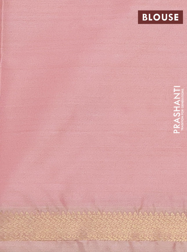 Bangalori semi silk saree peach shade with floral design ikat weaves and zari woven border