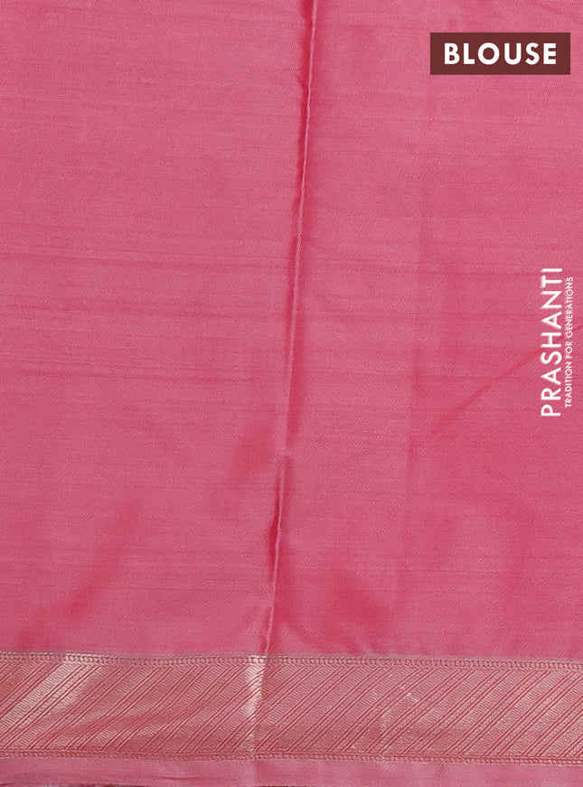 Bangalori semi silk saree peach shade with floral design ikat weaves and zari woven border