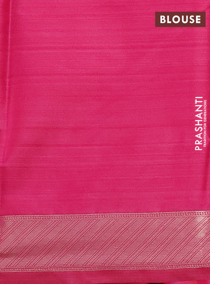 Bangalori semi silk saree light pink and pink with floral design ikat weaves and zari woven border