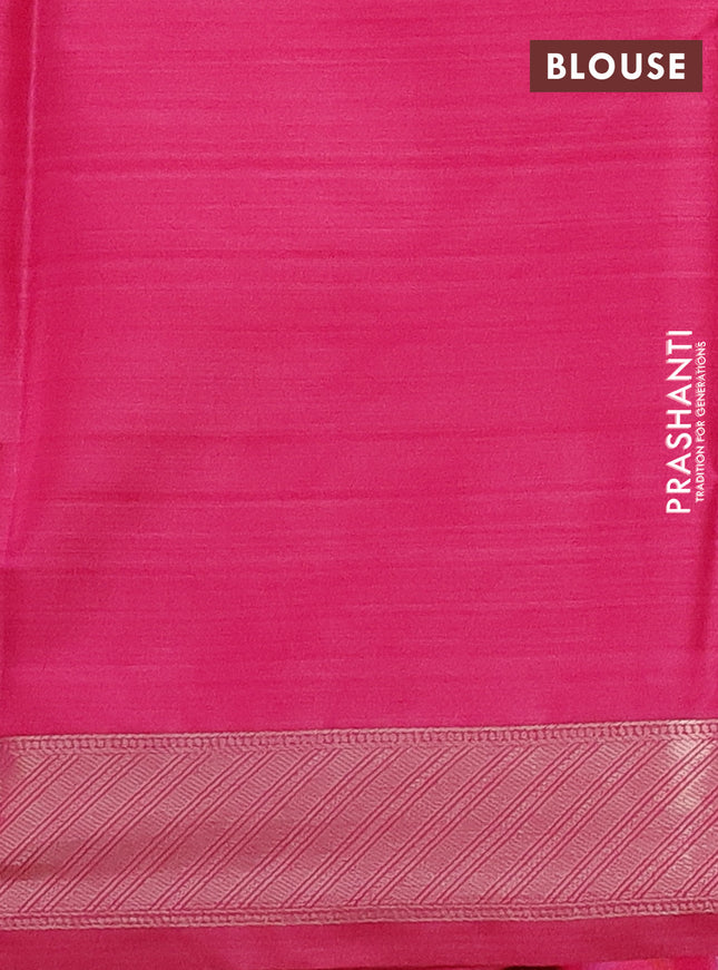 Bangalori semi silk saree light pink and pink with floral design ikat weaves and zari woven border