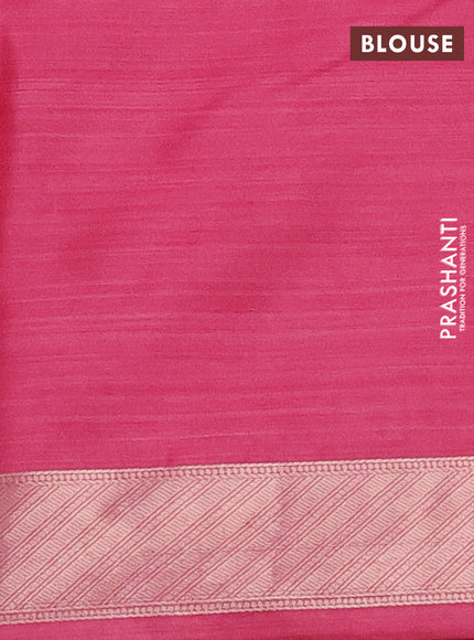 Bangalori semi silk saree light pink and pink with floral design ikat weaves and zari woven border