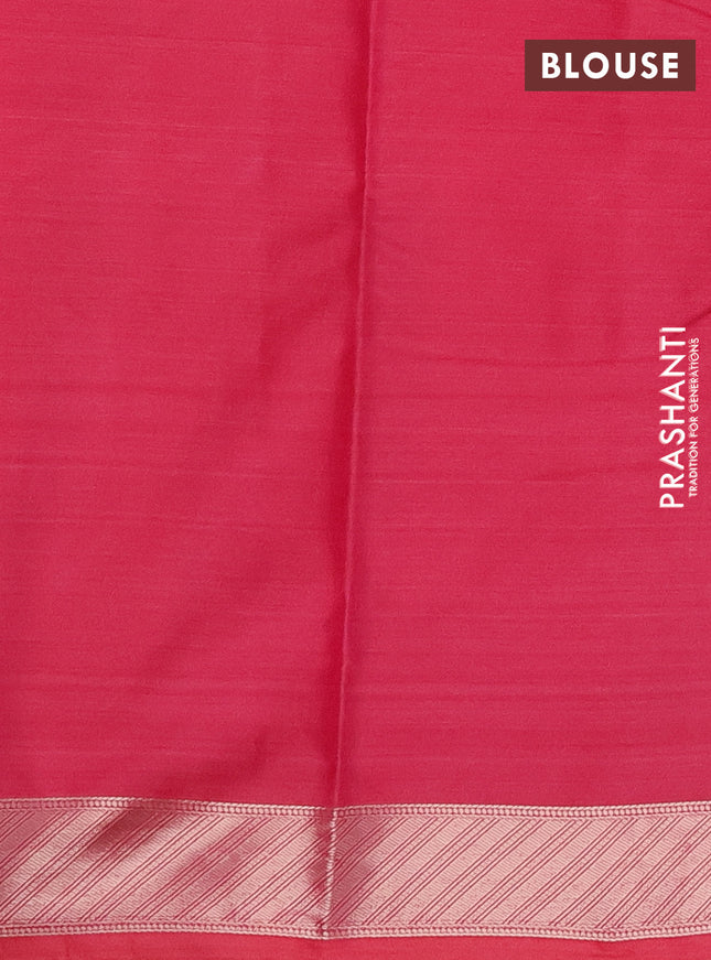 Bangalori semi silk saree pink with floral design ikat weaves and zari woven border