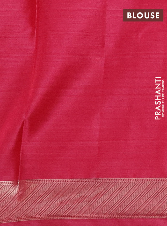 Bangalori semi silk saree peach pink and pink with floral design ikat weaves and zari woven border