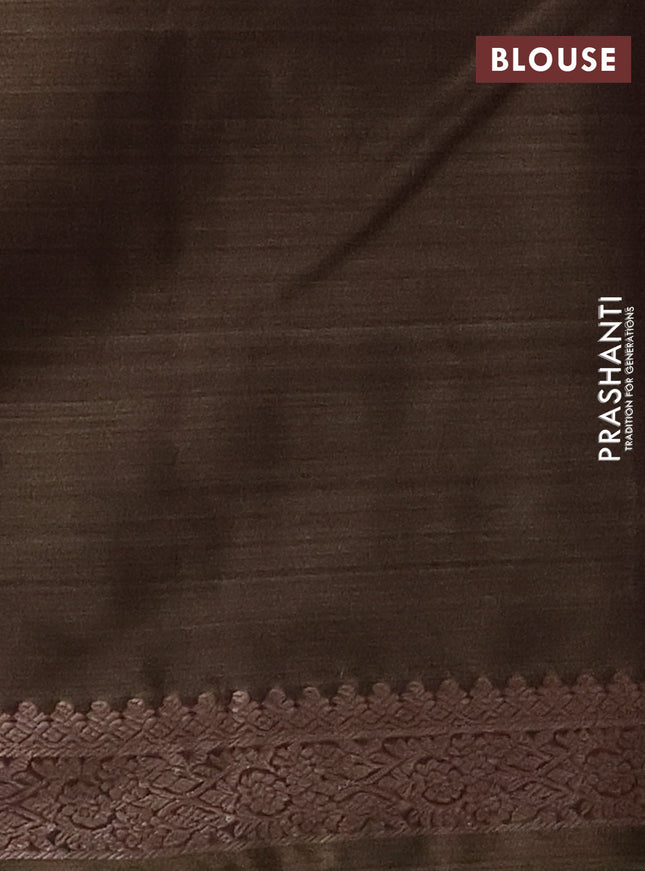 Bangalori semi silk saree greyish green and dark sap green with allover ikat weaves and zari woven border