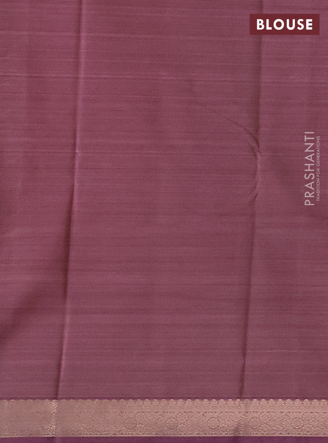 Bangalori semi silk saree beige and mauve pink with allover ikat weaves and zari woven border