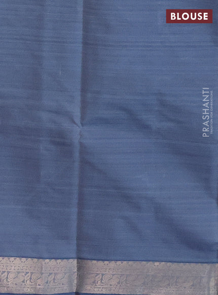 Bangalori semi silk saree off white and blue with allover ikat weaves and zari woven border