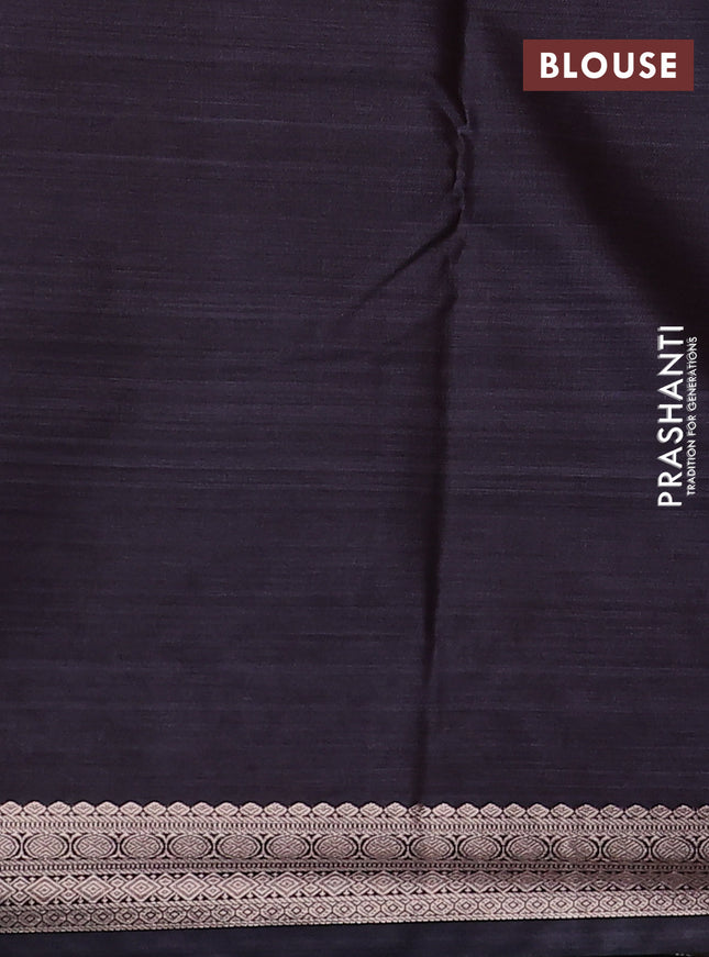 Bangalori semi silk saree greyish brown with allover ikat weaves and zari woven border