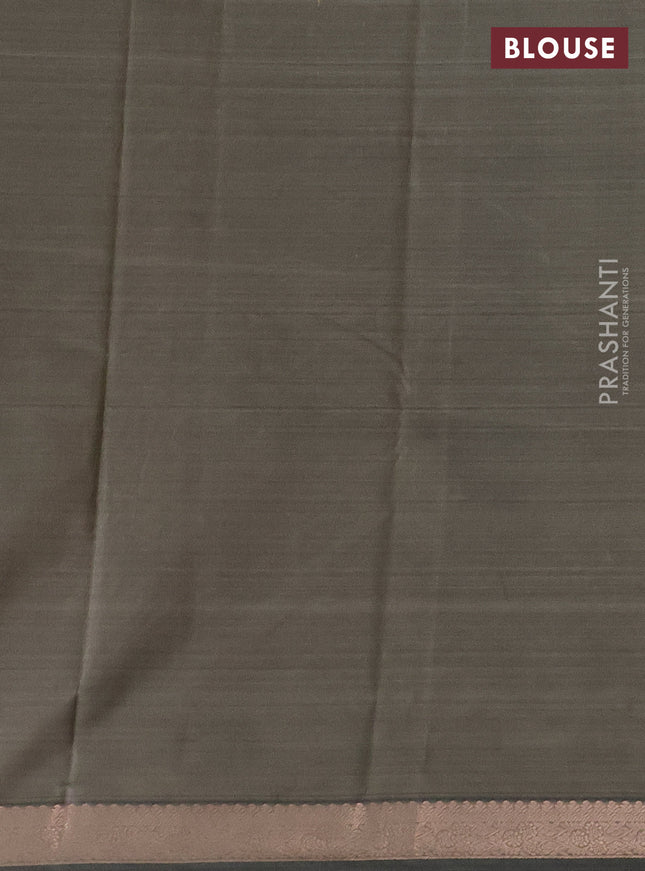 Bangalori semi silk saree cream and grey with floral design ikat weaves and zari woven border