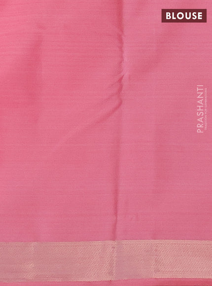 Bangalori semi silk saree peach pink with allover ikat weaves and zari woven border
