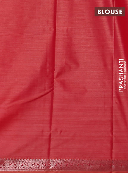 Bangalori semi silk saree orange and purple with allover ikat weaves and zari woven border