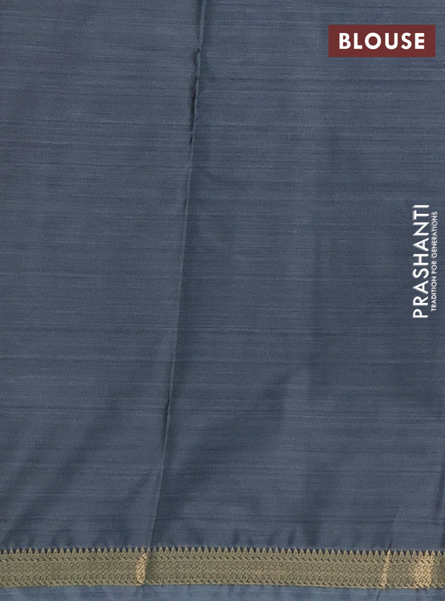 Bangalori semi silk saree grey with allover floral design ikat weaves and zari woven border