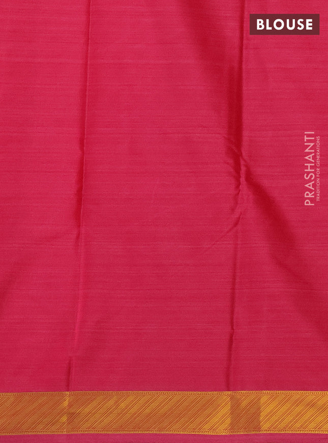 Bangalori semi silk saree pink with floral design ikat weaves and zari woven border