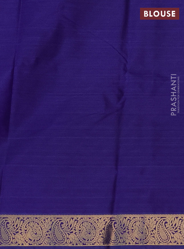 Bangalori semi silk saree pastel blue with floral design ikat weaves and zari woven border