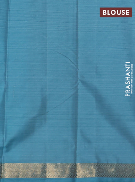 Bangalori semi silk saree teal shade with floral design ikat weaves and zari woven border