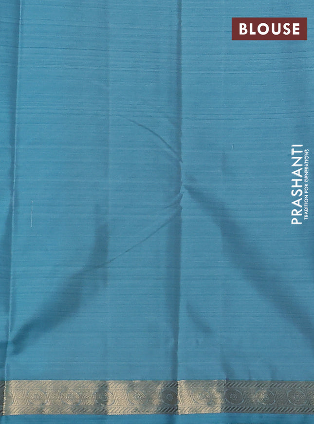 Bangalori semi silk saree teal shade with floral design ikat weaves and zari woven border