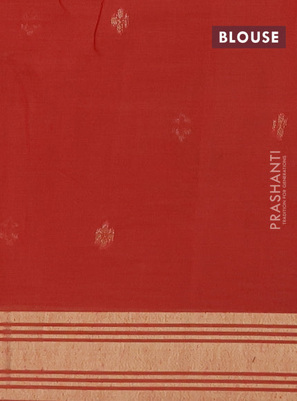 Munga cotton saree cream and red with thread woven floral buttas and thread weaving pallu