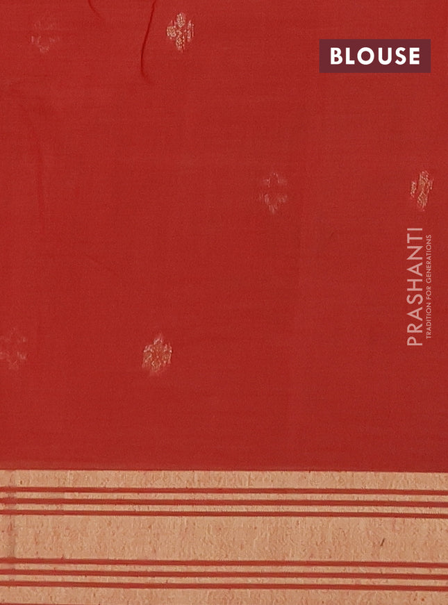 Munga cotton saree cream and red with thread woven floral buttas and thread weaving pallu