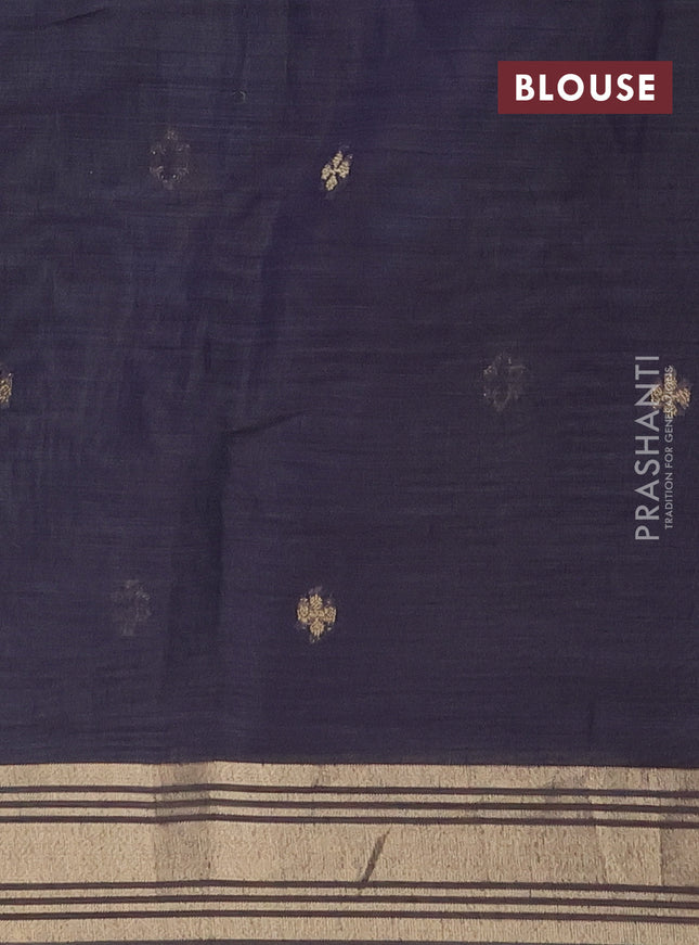 Munga cotton saree teal blue and navy blue with thread woven floral buttas and thread weaving pallu