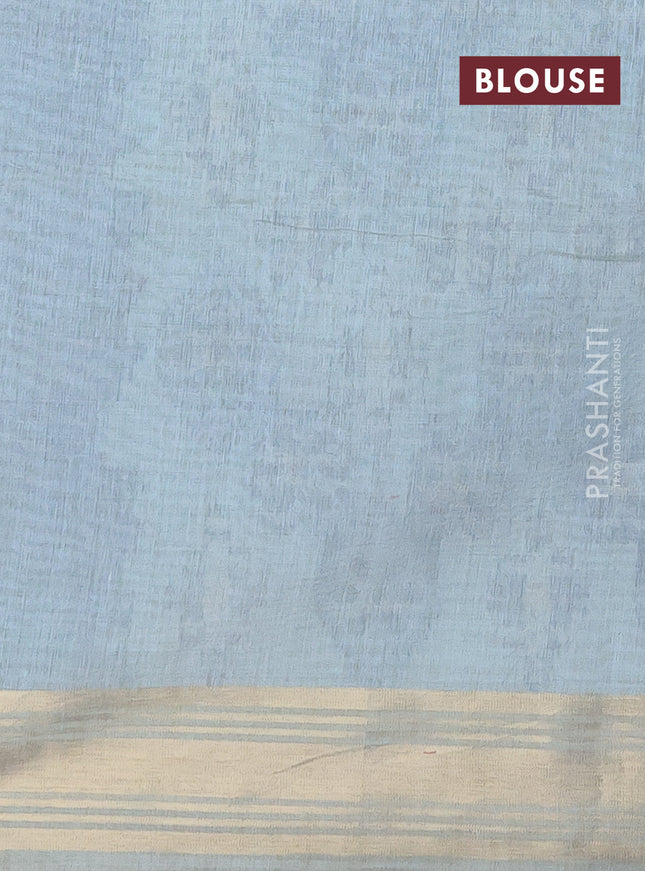 Munga cotton saree pastel blue with thread woven floral buttas and zari woven border