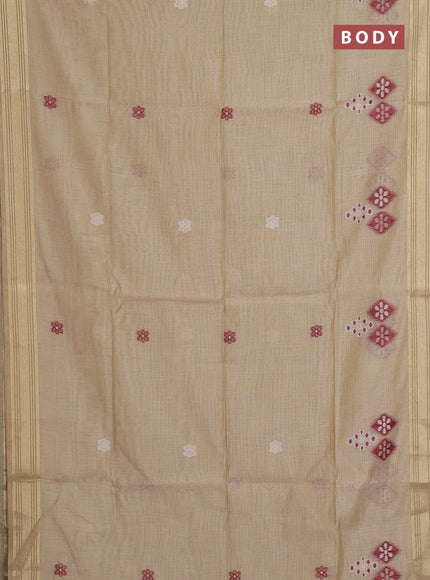 Munga cotton saree sandal with thread woven floral buttas and zari woven border