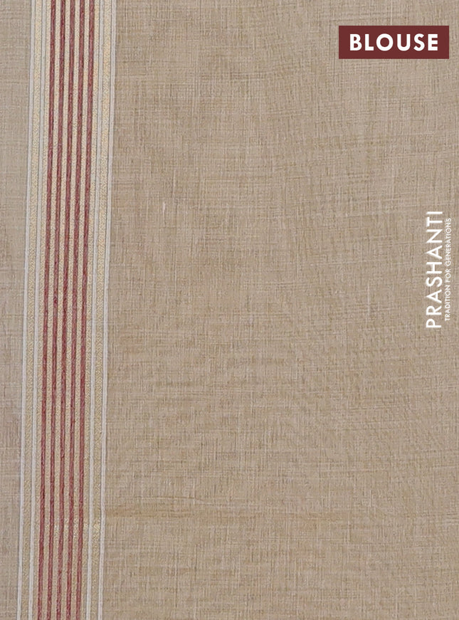 Munga cotton saree sandal with thread woven floral buttas and zari woven border