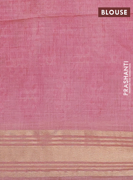 Munga cotton saree pastel pink with thread woven floral buttas and zari woven border