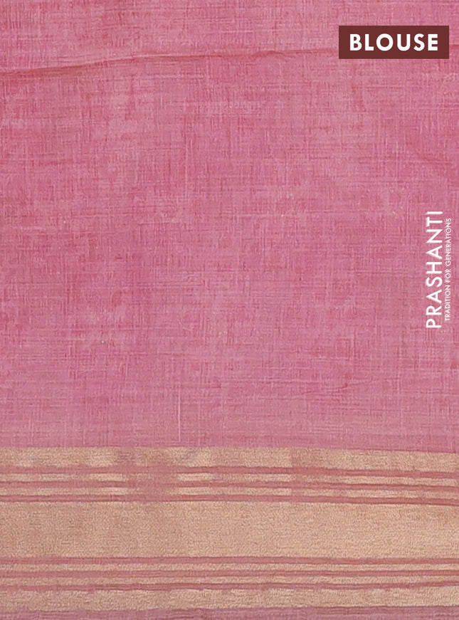 Munga cotton saree pastel pink with thread woven floral buttas and zari woven border