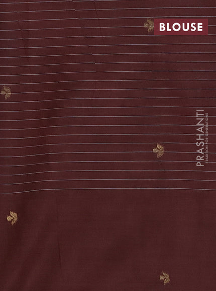 Munga cotton saree peach shade and deep maroon with allover checked pattern & thread buttas and warli design weaving pallu