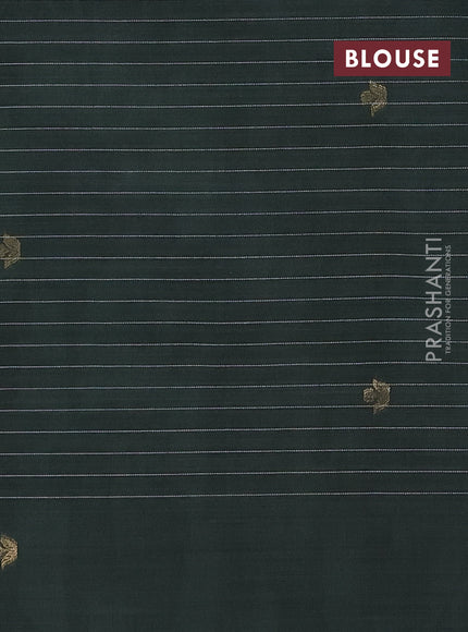 Munga cotton saree teal blue and bottle green with allover checked pattern & thread buttas and warli design weaving pallu