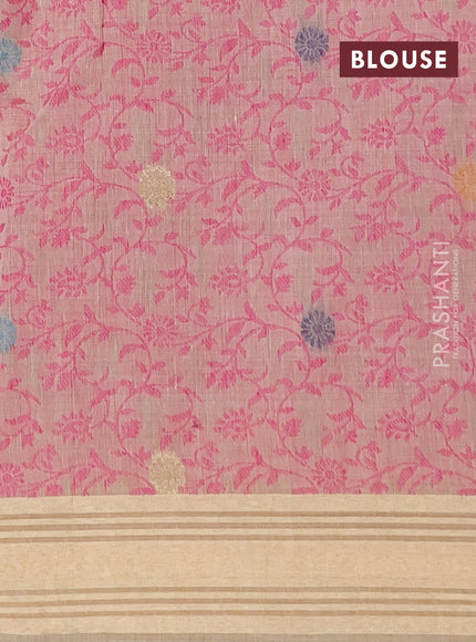 Munga cotton saree sandal with thread woven floral buttas and zari woven paithani design pallu