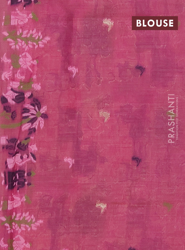 Munga cotton tissue saree pastel pink and magenta pink with thread woven floral buttas and weaving pallu