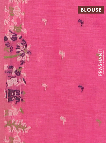 Munga cotton tissue saree sandal and pink with thread woven floral buttas and weaving pallu