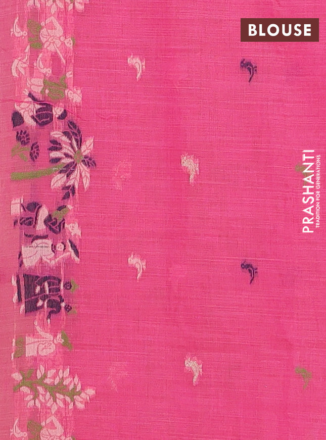 Munga cotton tissue saree sandal and pink with thread woven floral buttas and weaving pallu