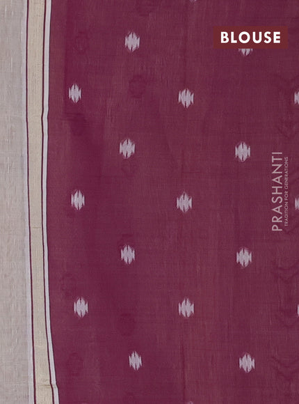 Munga cotton saree beige and purple with thread woven buttas and weaving pallu